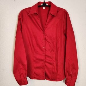 Coldwater Creek Red Button-Up Shirt, Size S